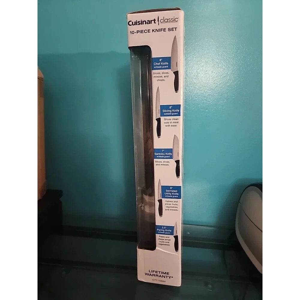 Cuisinart Classic 10 Pc Knife Set C77-10SM Chef Santoku Utility Knives